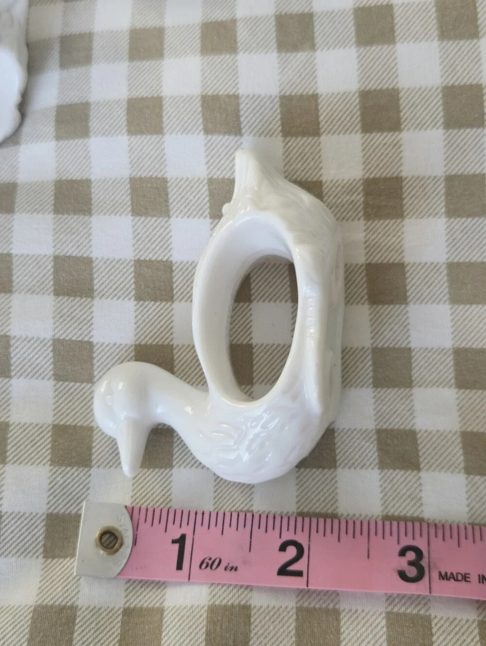 Vintage Set Of 6 White Ceramic / Porcelain Duck Napkin Rings